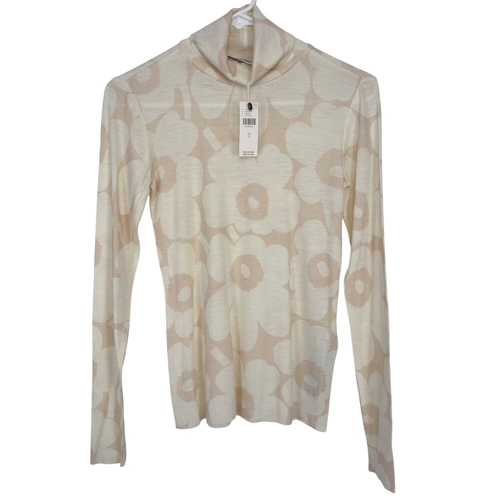 NWT Anthropologie Marimekko Vilina Unikko Wool Turtleneck Top Size Small